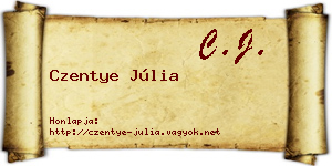 Czentye Júlia névjegykártya